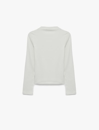 Modal Karışımlı Slim Fit Dik Yaka Uzun Kollu Tişört