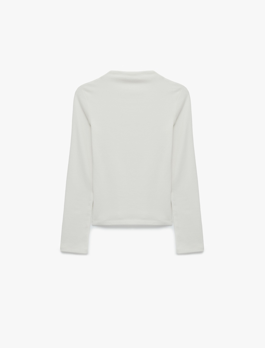 Koton Kadın Modal Karışımlı Slim Fit Dik Yaka Uzun Kollu Tişört