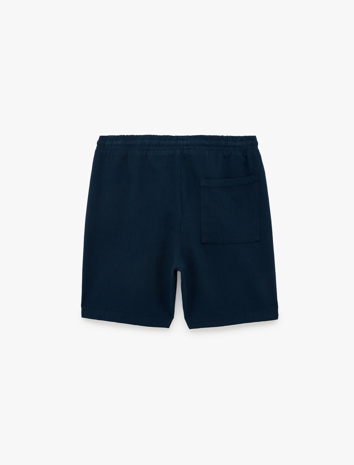  Regular Fit Cepli Pamuklu Beli Bağcıklı Yazlık Şort