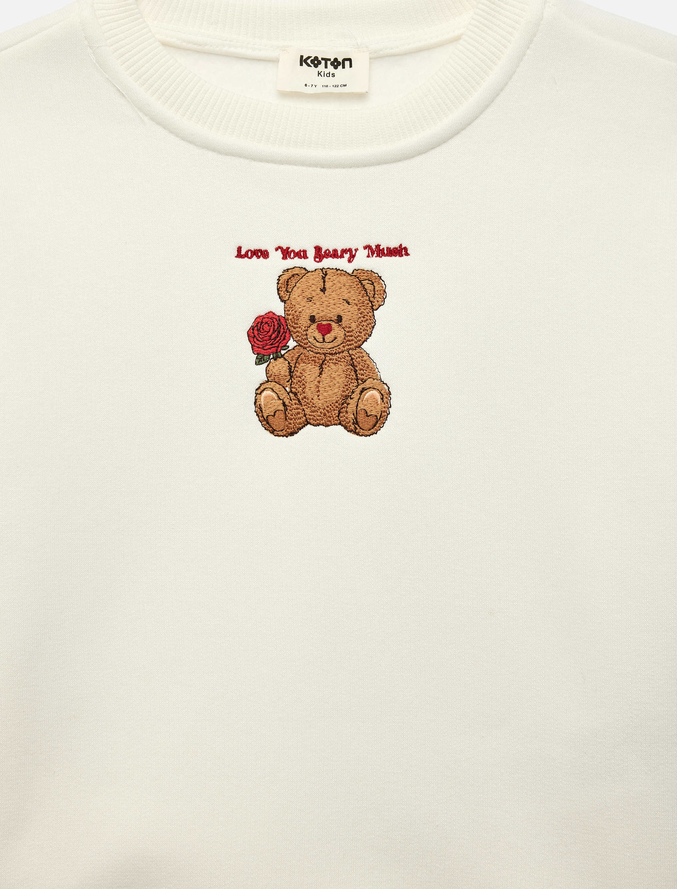  Kız Çocuk Ayıcık Baskılı Uzun Kollu Bisiklet Yaka Sweatshirt