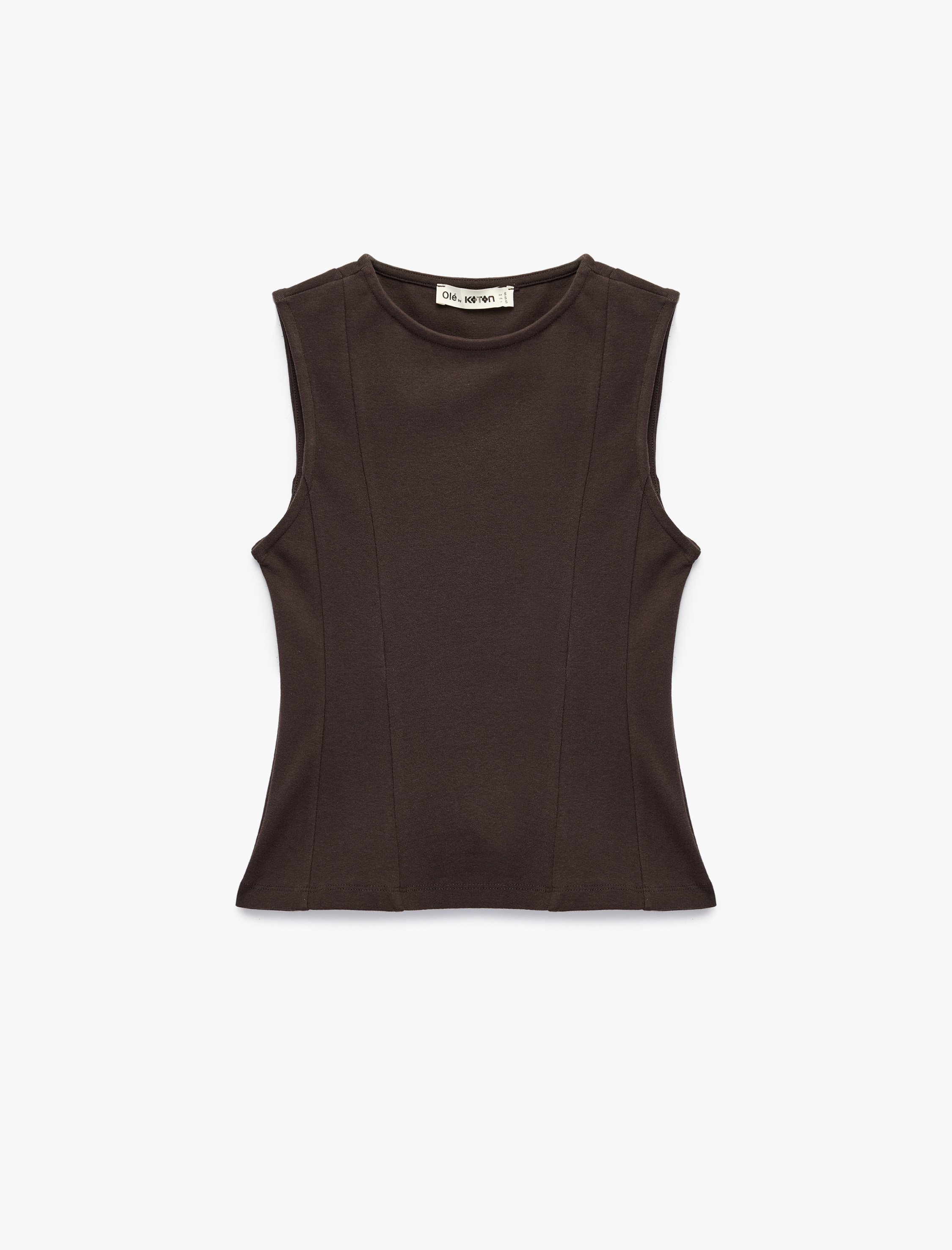   Slim Fit Pamuklu Bisiklet Yaka Korse Detaylı Kolsuz Bluz