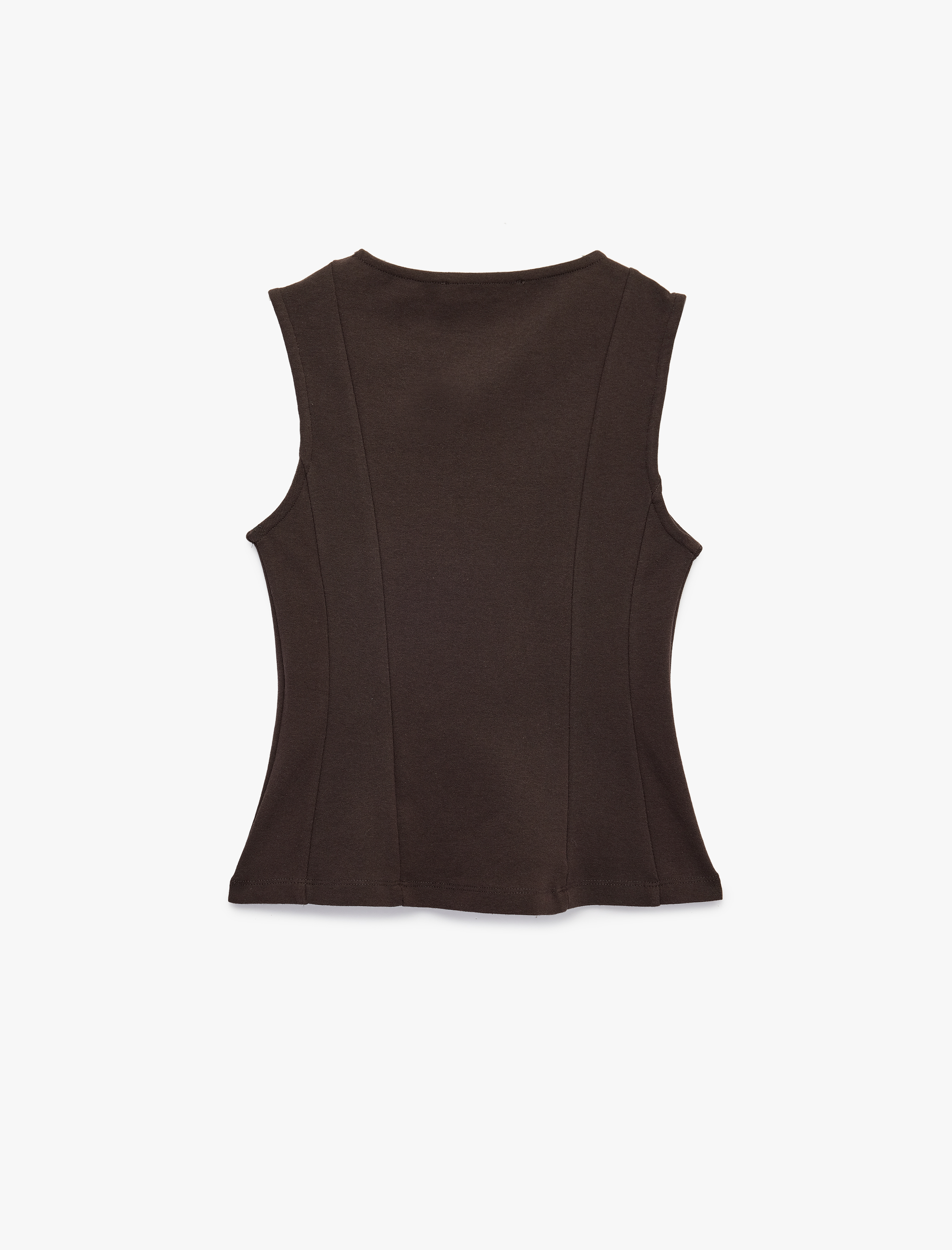   Slim Fit Pamuklu Bisiklet Yaka Korse Detaylı Kolsuz Bluz