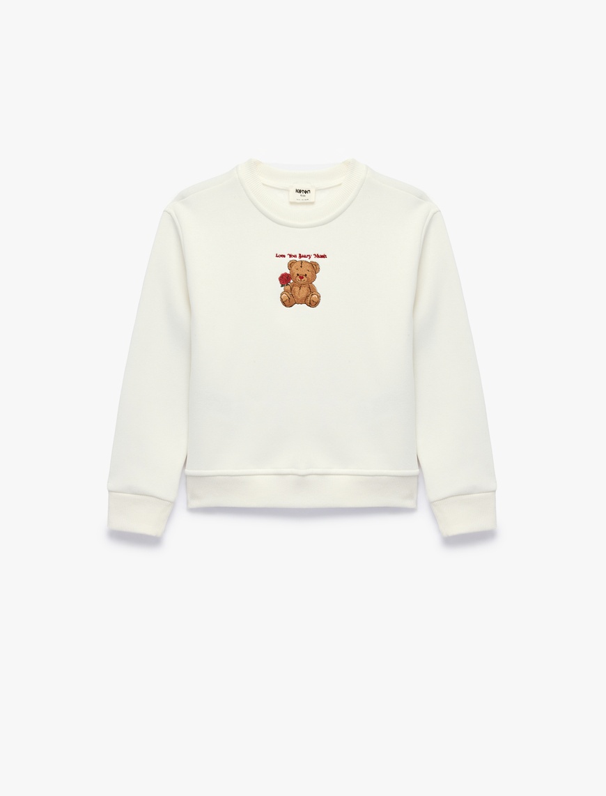 Koton Ayıcık Baskılı Uzun Kollu Bisiklet Yaka Sweatshirt