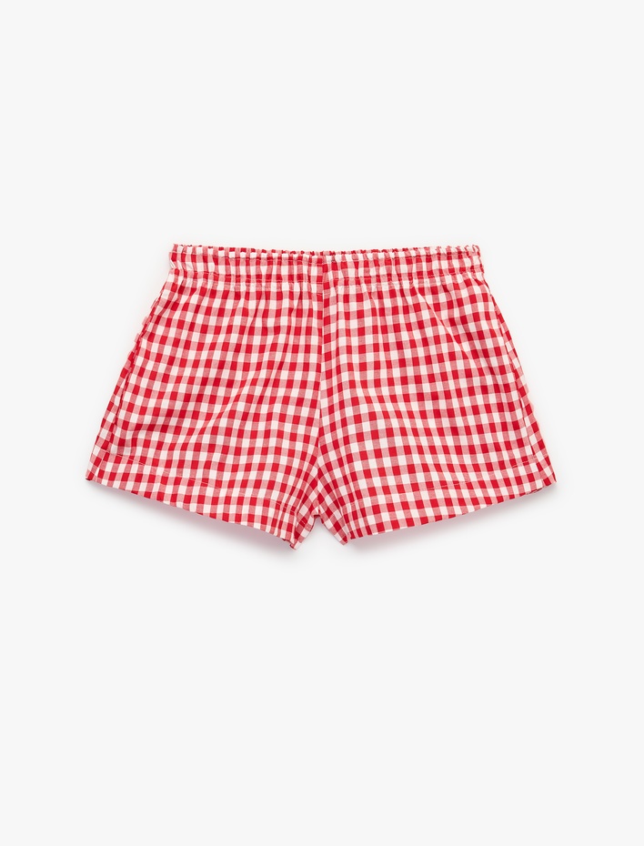  Beli Lastikli Rahat Kalıp Pötikareli Şort Pijama Altı