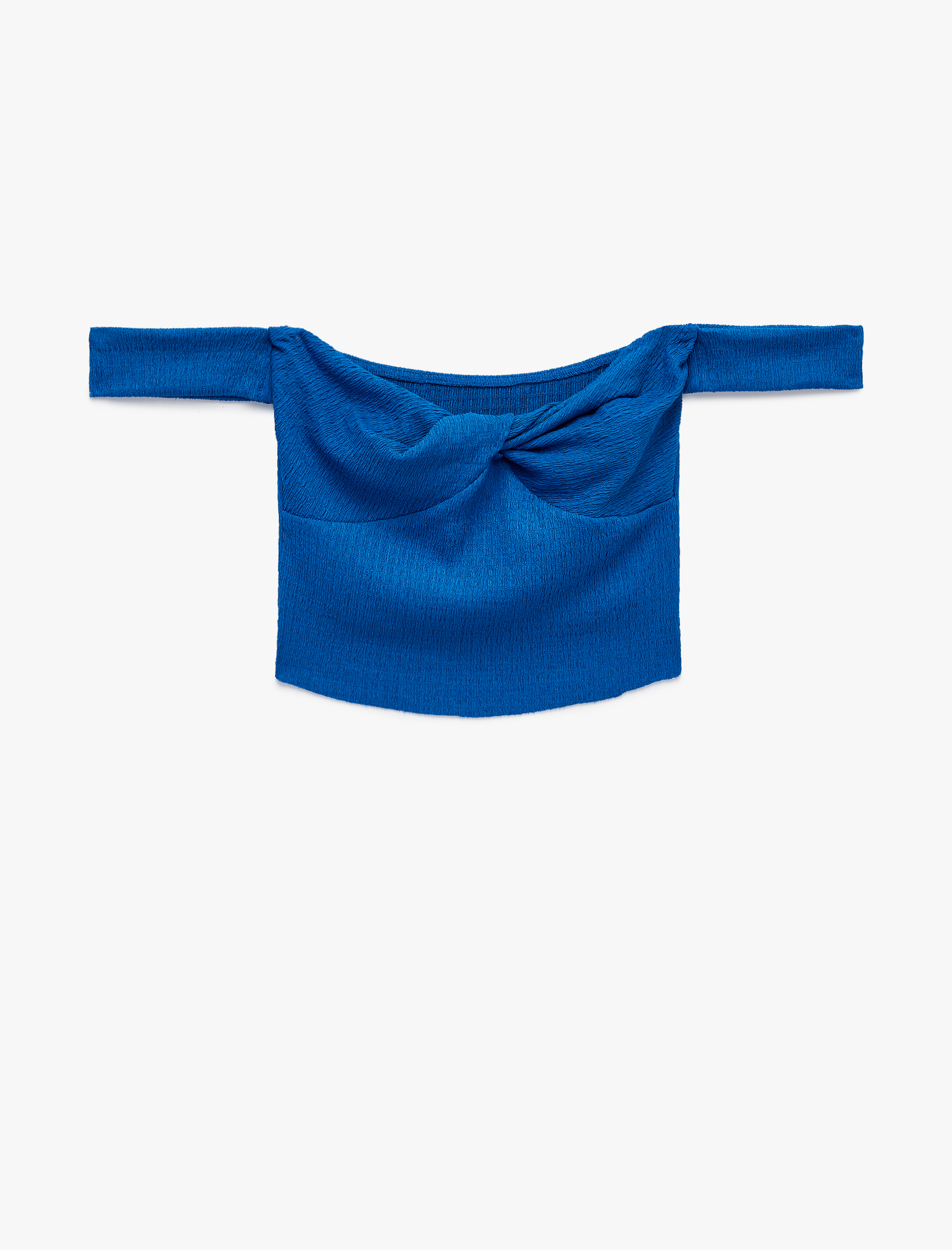   Koton X Şahika Ercümen - Bürümcük Kumaş Kalp Yaka Düğüm Detaylı Omzu Açık Crop Top