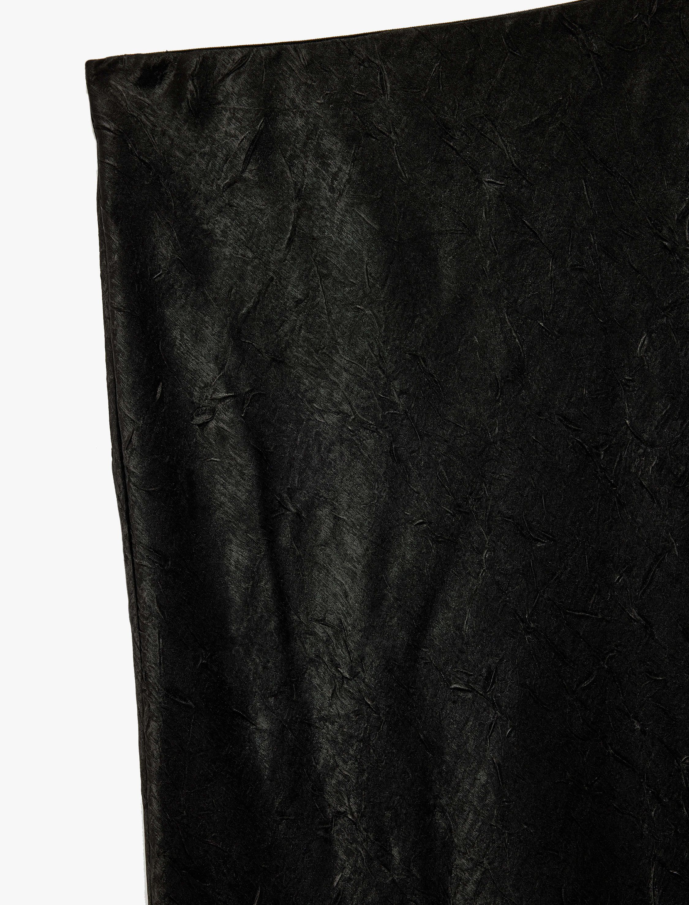  Balık Form Slim Fit Dokulu Saten Midi Etek