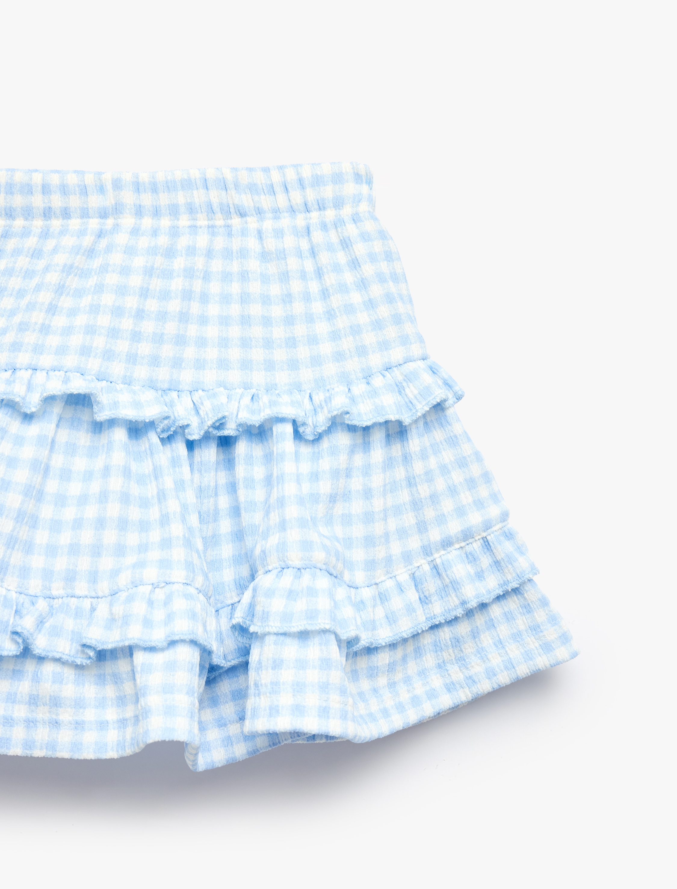  Kız Bebek Fırfır Detaylı Beli Lastikli Pötikareli Şort Etek