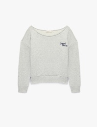 Modal Karışımlı Kayık Yaka Uzun Kollu Arkası Melek Baskılı Sweatshirt