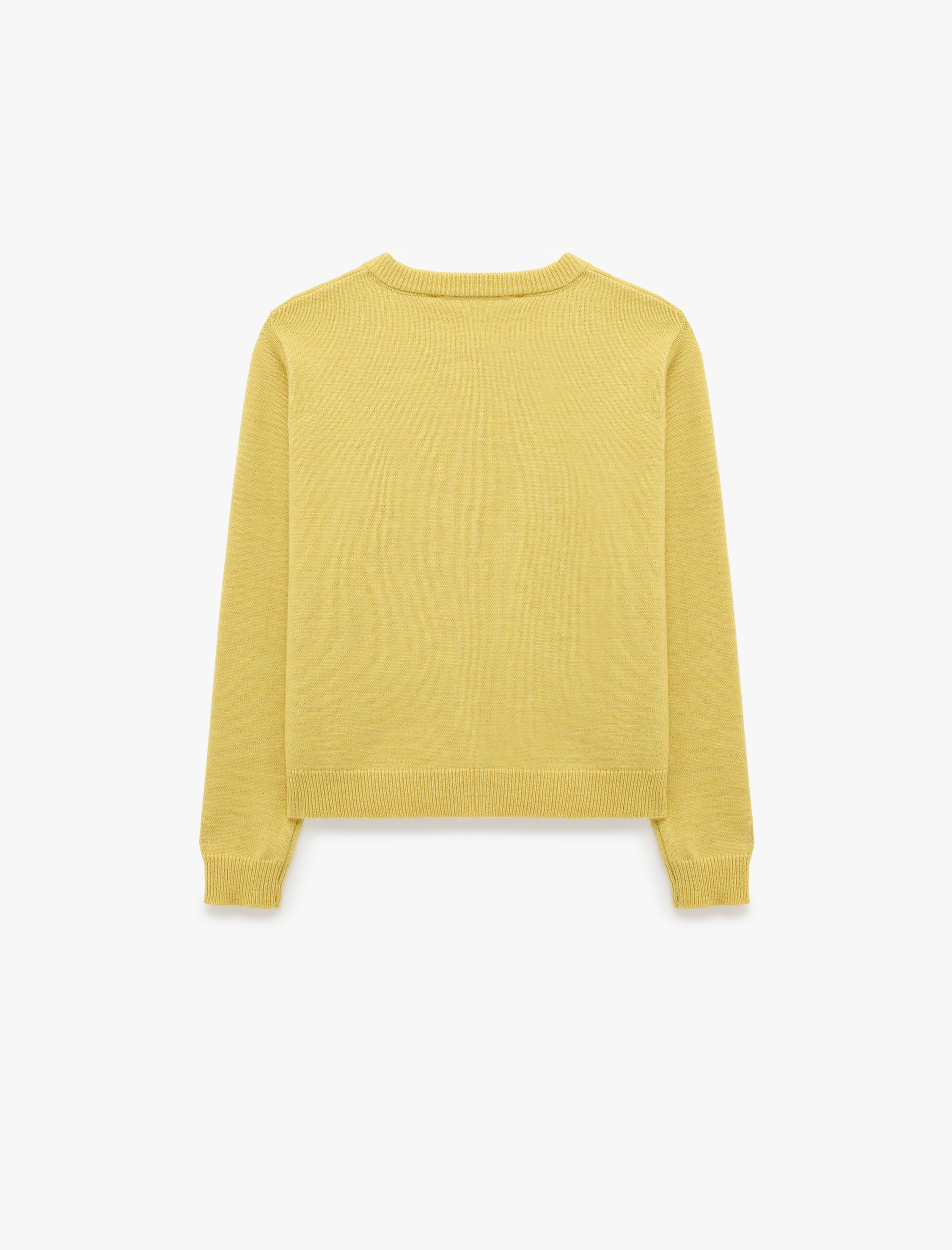   Ayıcık Nakışlı Düğmeli Uzun Kollu Bisiklet Yaka Triko Hırka