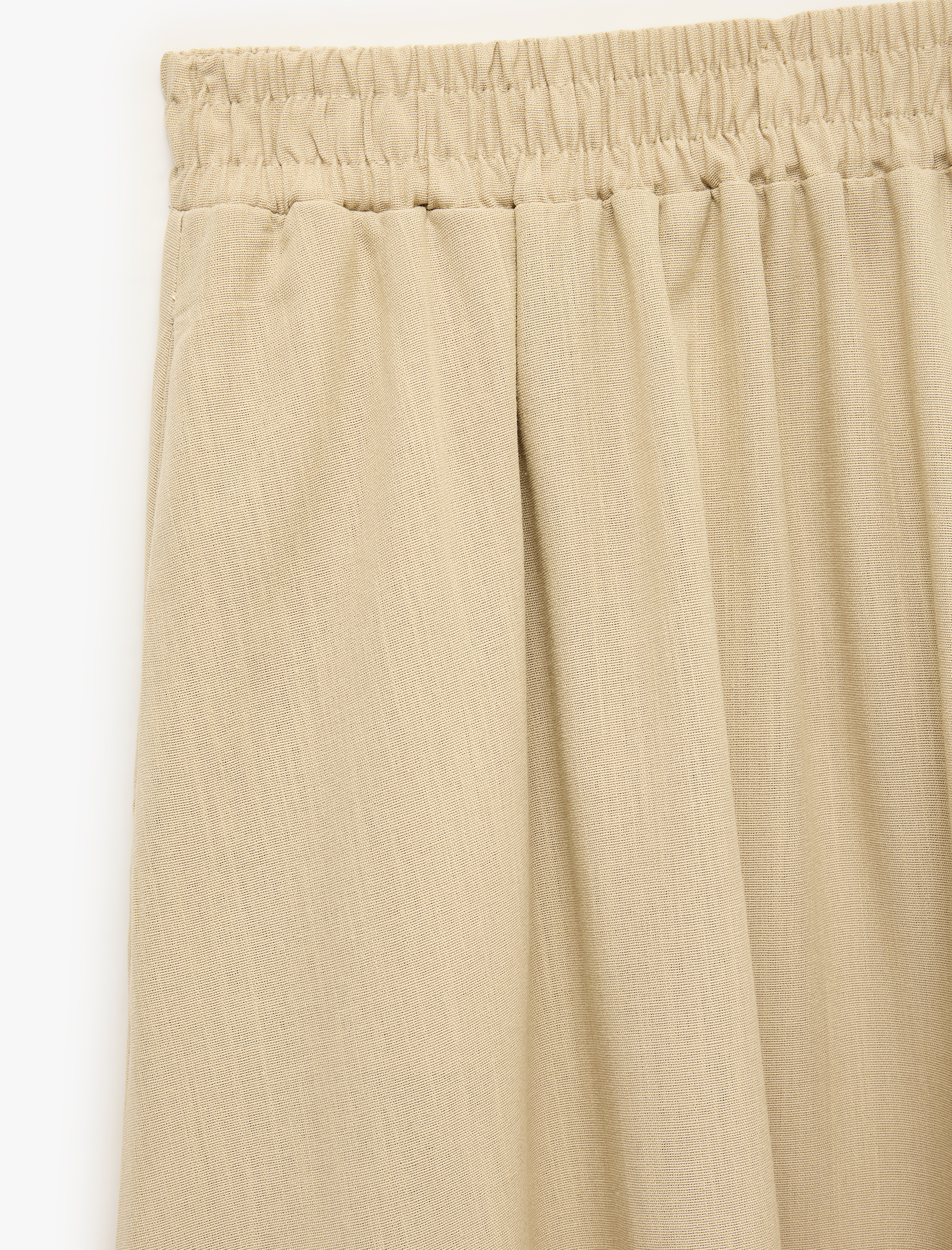   Keten Görünümlü Beli Lastikli Loose Fit Kloş Etek