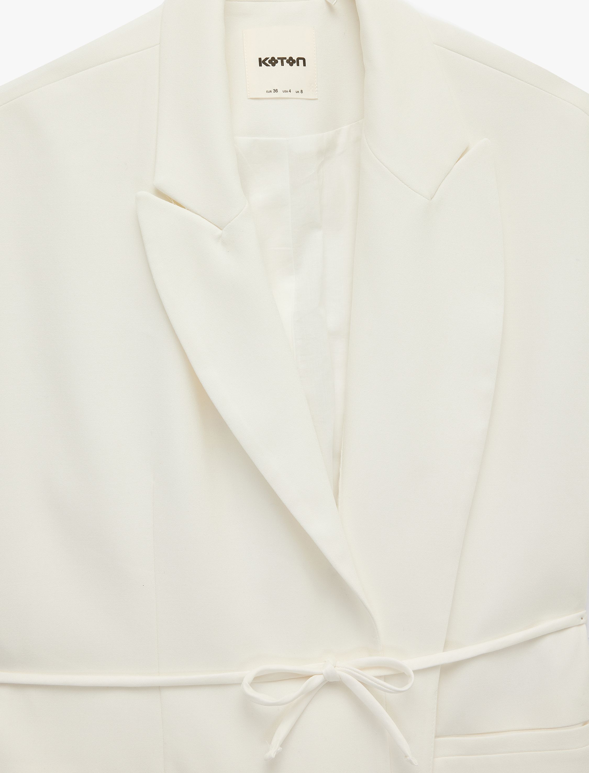   Cepli Beli Bağcıklı Kolsuz Uzun Kruvaze Blazer Yelek