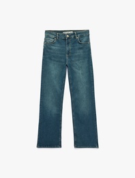 Pamuklu Dar Kalıp Normal Bel İspanyol Paça Denim Pantolon - Flare Jeans