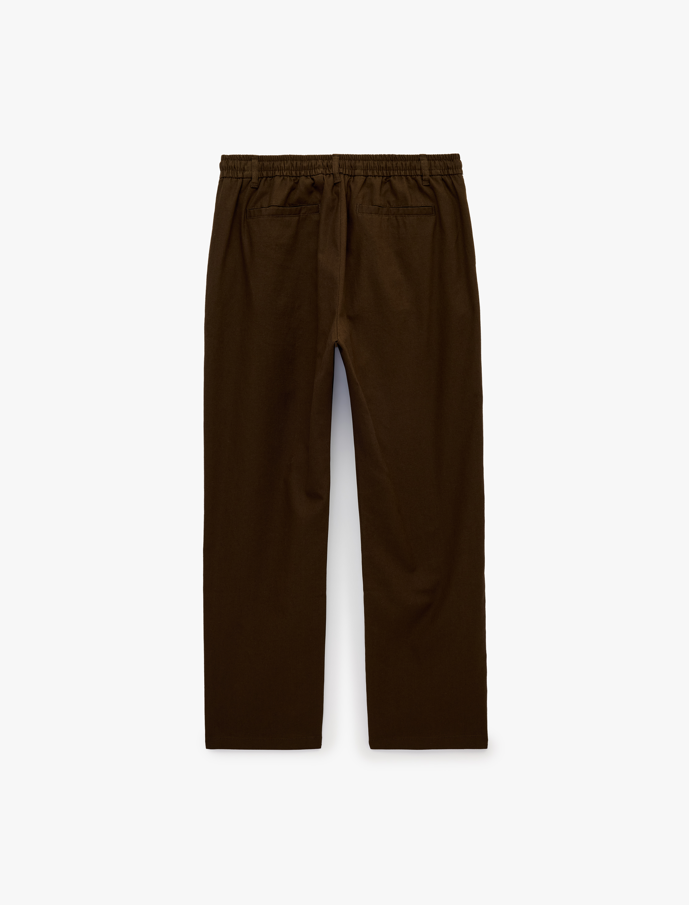   Slim Fit Cepli Pileli Keten Karışımlı Düğmeli Beli Lastikli Bağcıklı Pantolon