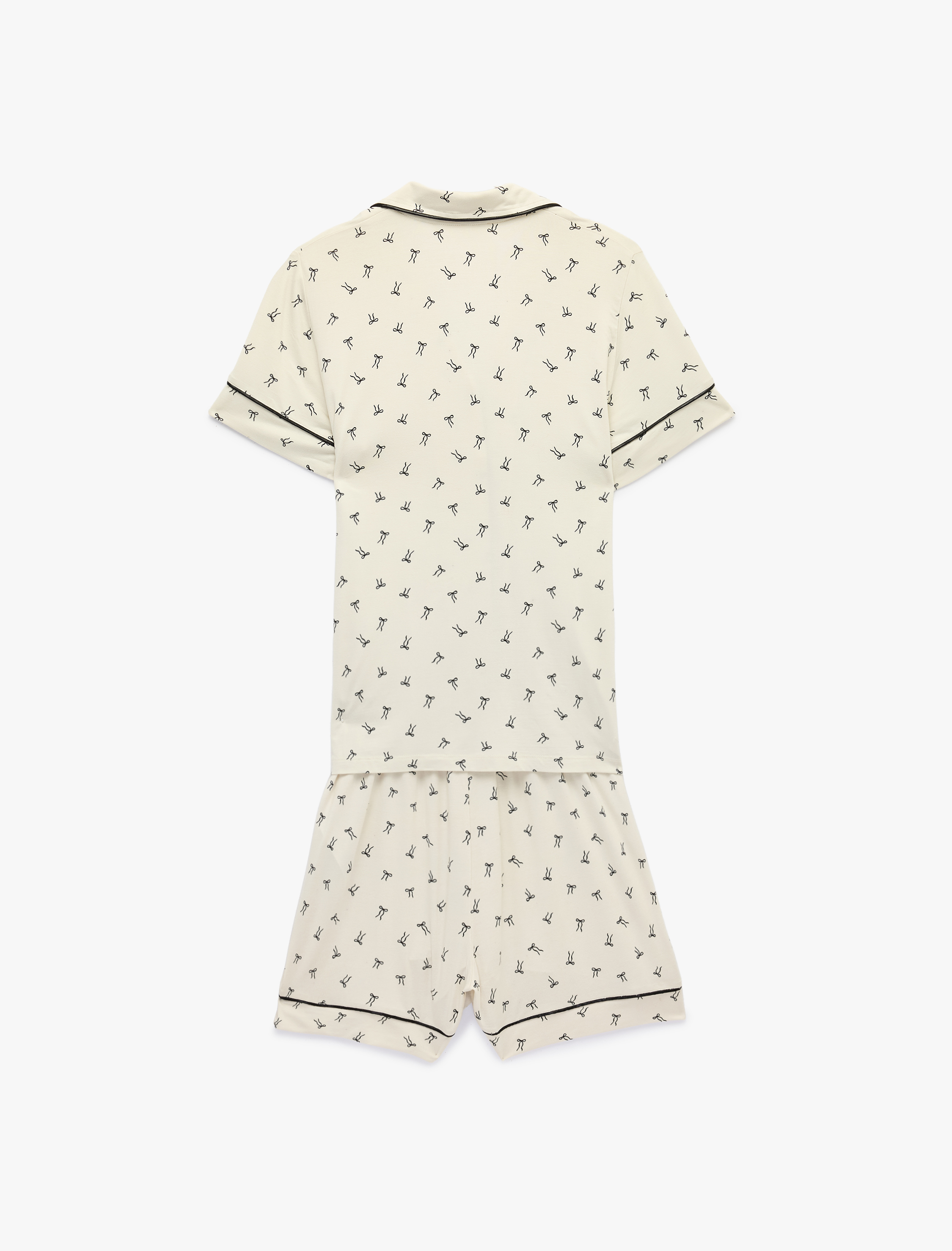   Viskon Kısa Kollu Gömlek Yaka Pijama Takımı