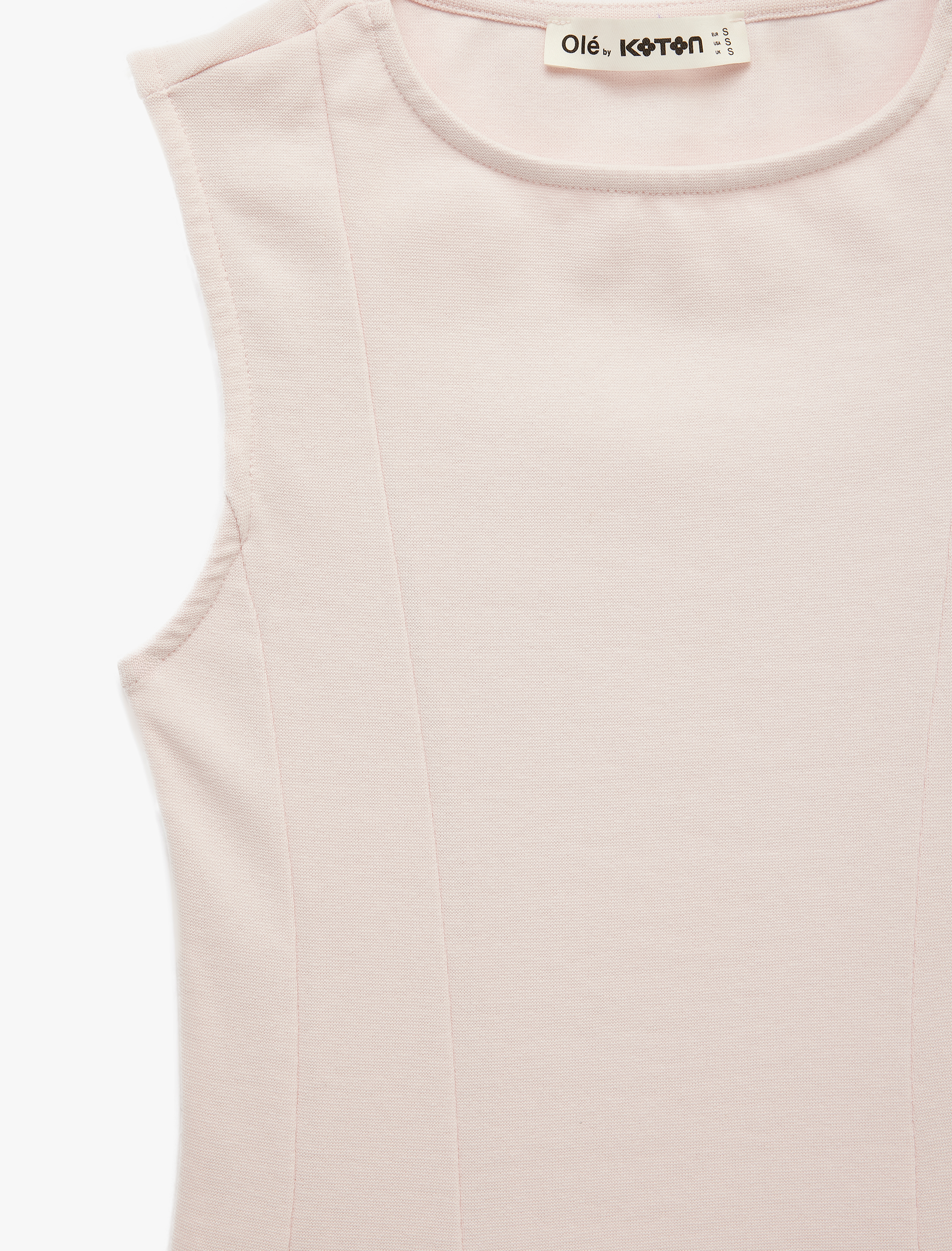   Slim Fit Pamuklu Bisiklet Yaka Korse Detaylı Kolsuz Bluz