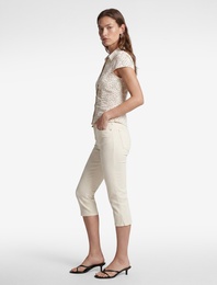 Koton X Sibil Çetinkaya - Pamuklu Düğmeli Cepli Slim Fit Kapri Pantolon