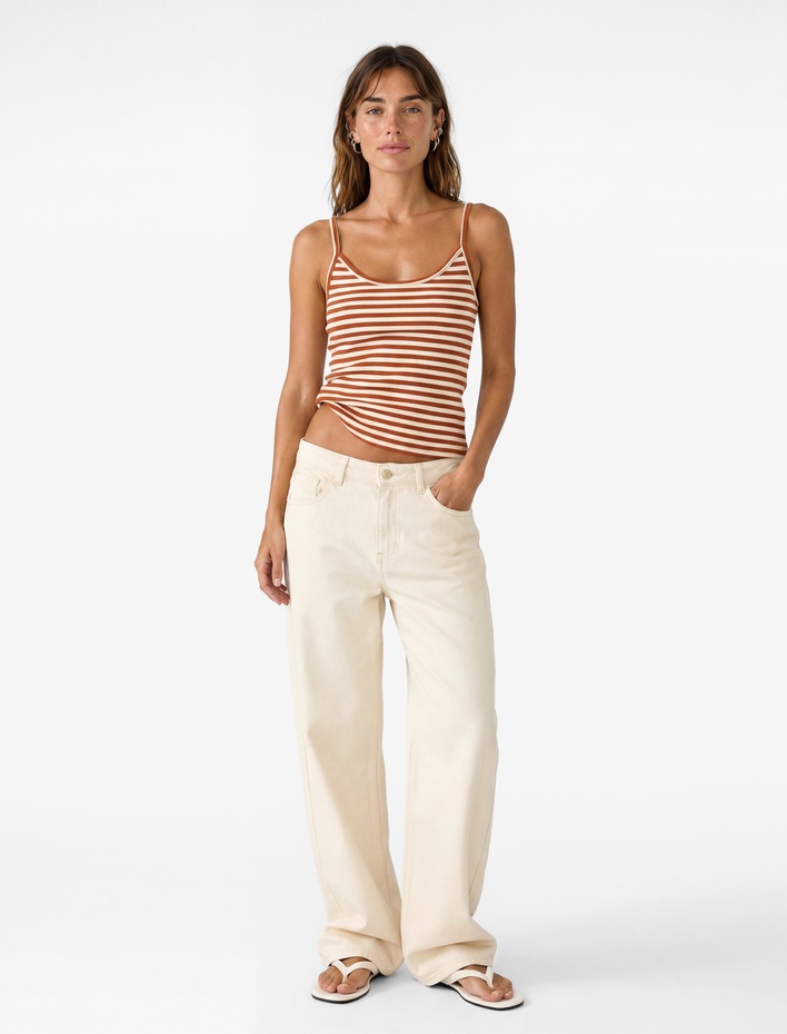  Koton X Şahika Ercümen - Slim Fit Askılı Çizgili Atlet Bluz