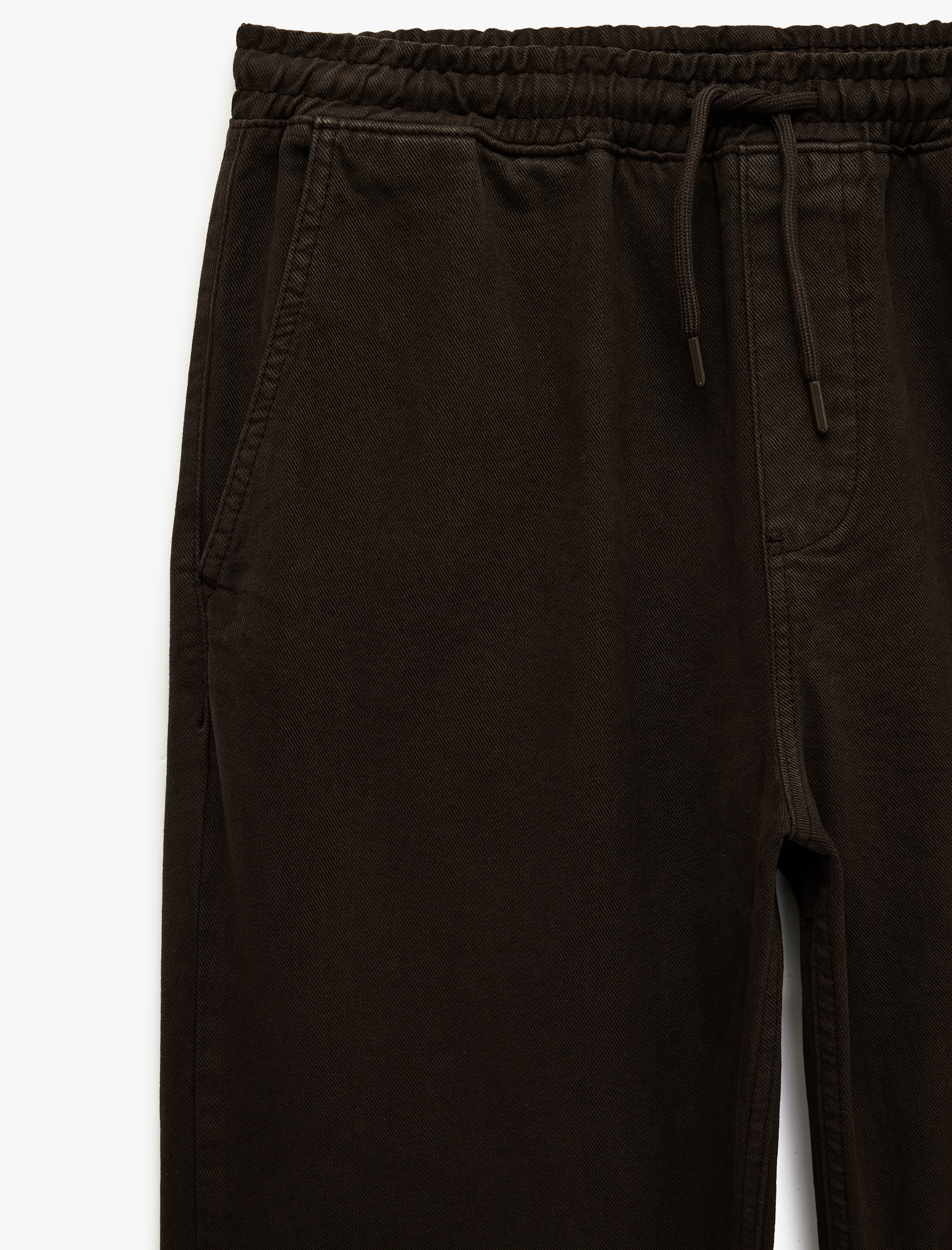   Pamuklu Cepli Bol Kalıp Beli Bağcıklı Jean Pantolon