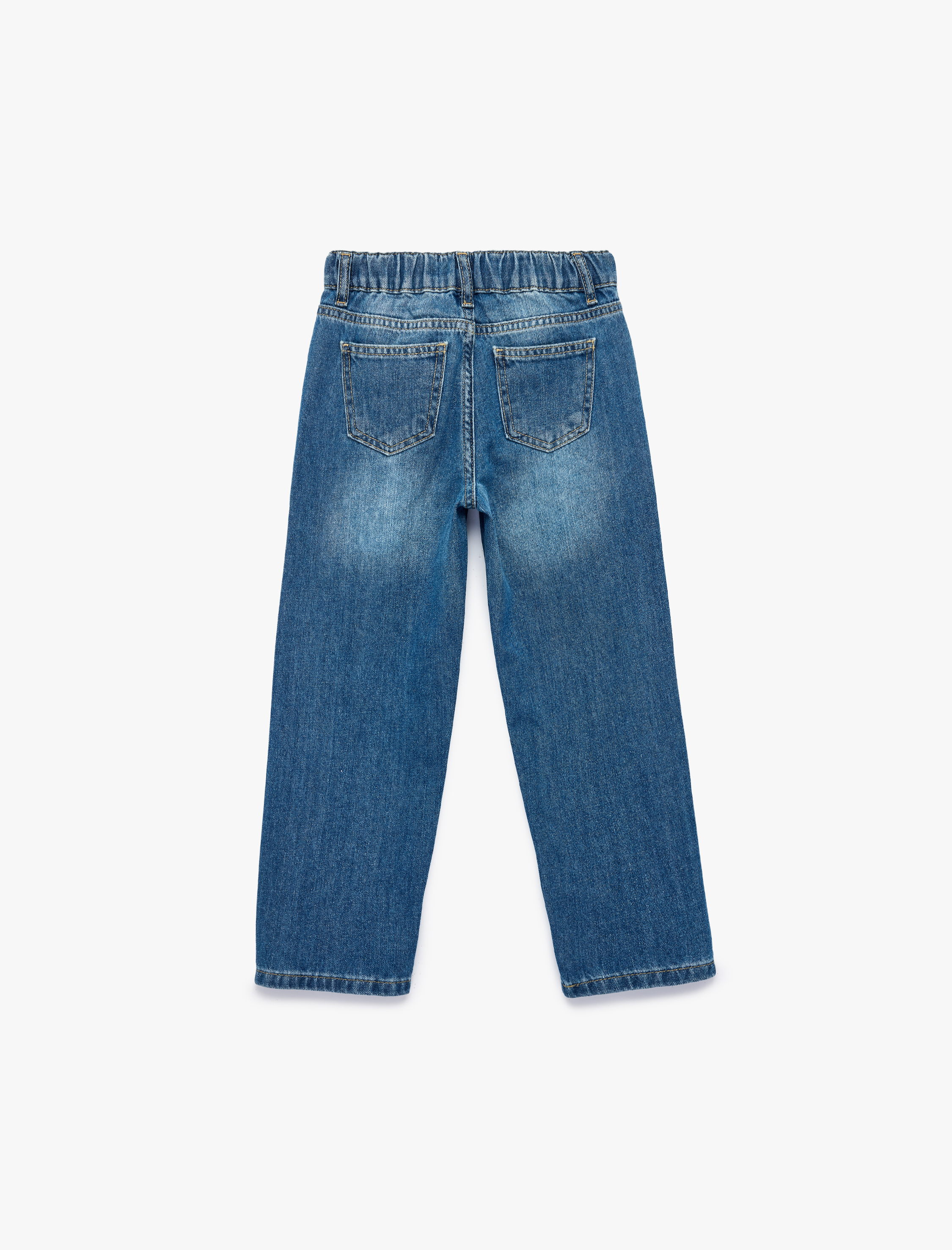 Erkek Çocuk Pamuklu Cep Detaylı Rahat Kesim Denim Pantolon