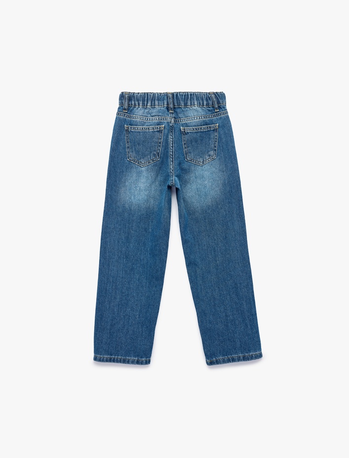 Erkek Çocuk Pamuklu Cep Detaylı Rahat Kesim Denim Pantolon