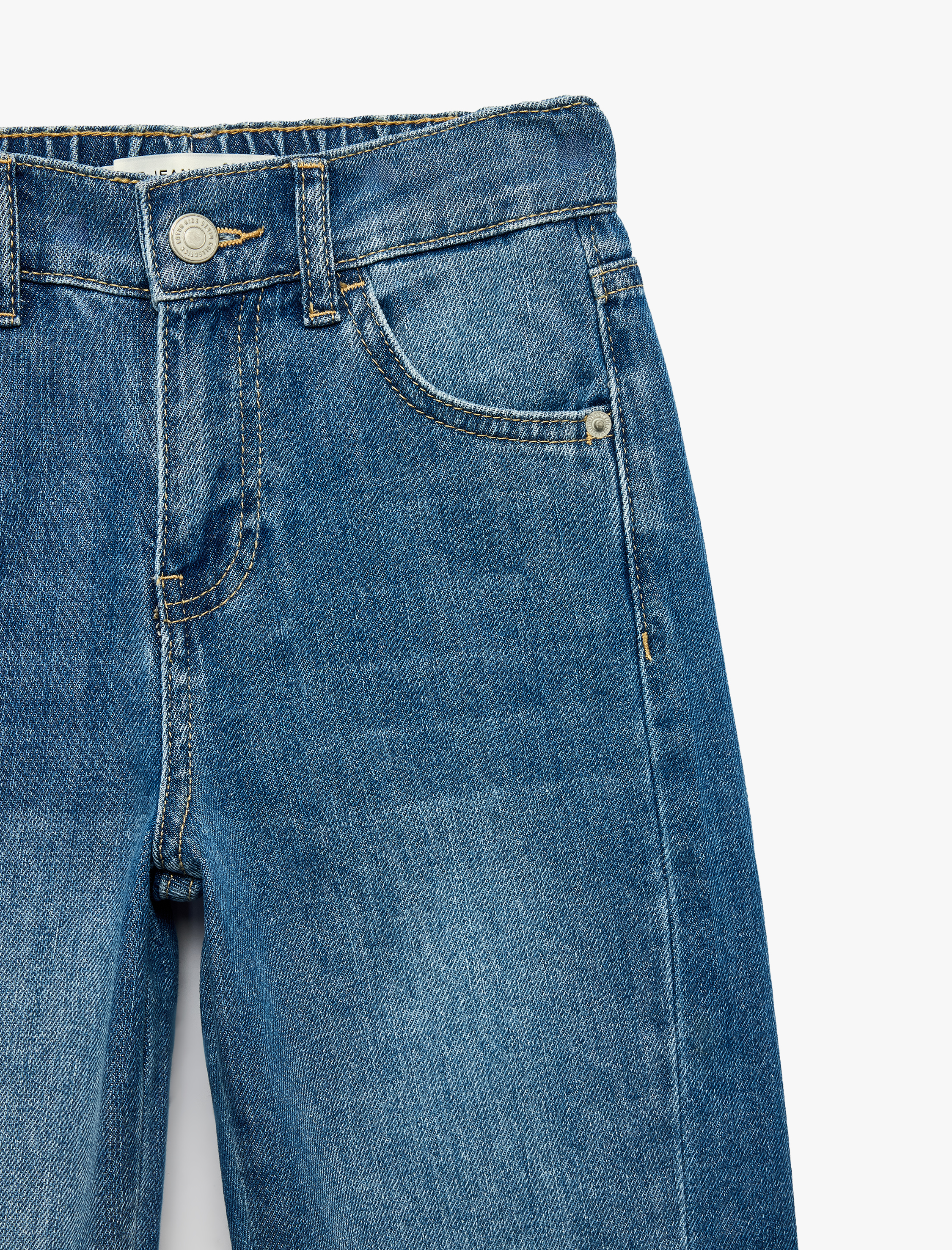 Erkek Çocuk Pamuklu Cep Detaylı Rahat Kesim Denim Pantolon