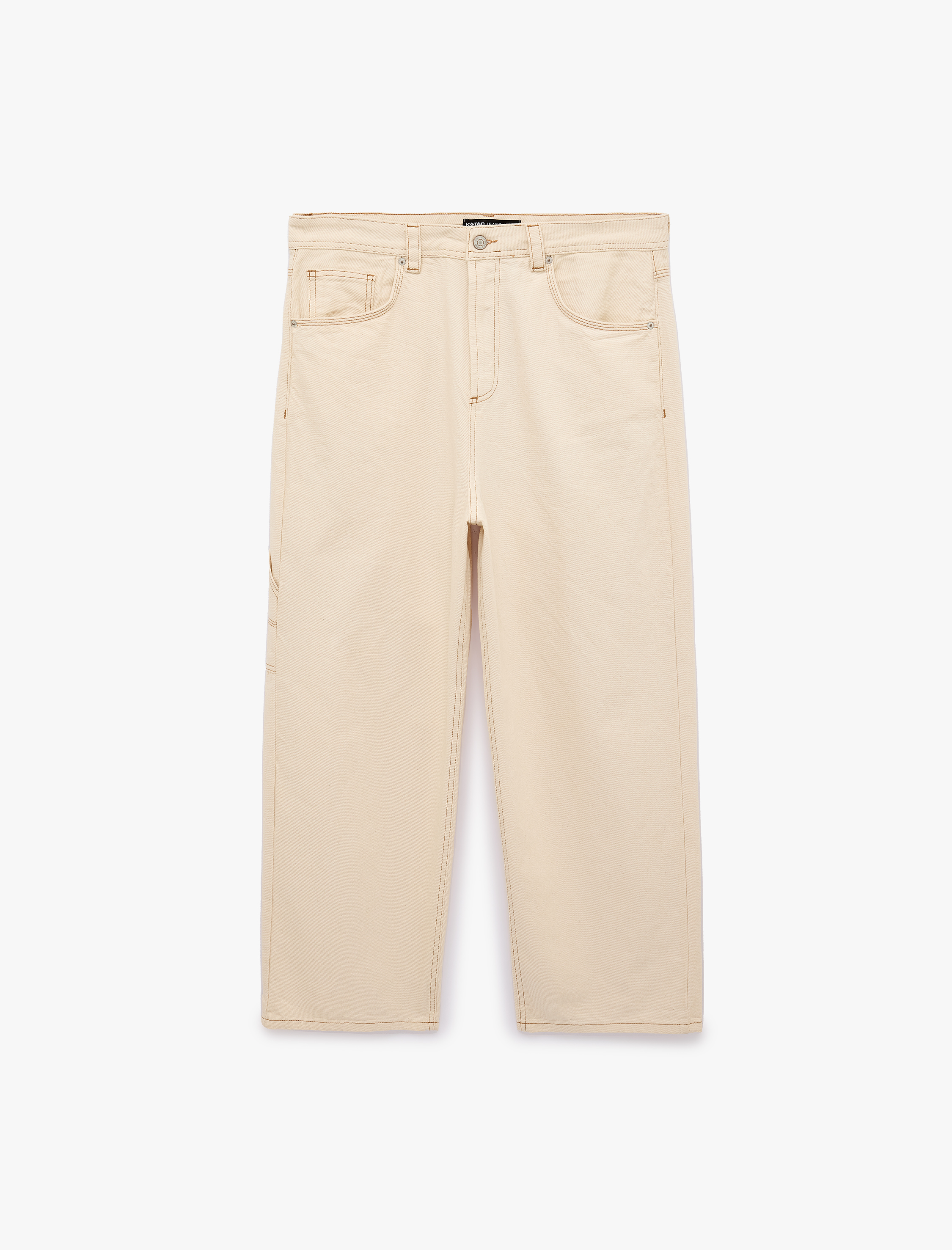   Normal Bel Pamuklu Cepli Rahat Kalıp Barrel Fit Jean Pantolon