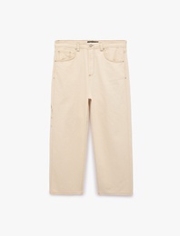 Normal Bel Pamuklu Cepli Rahat Kalıp Barrel Fit Jean Pantolon