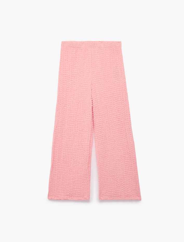 Kız Çocuk Bürümcük Kumaş Geniş Paça Pantolon