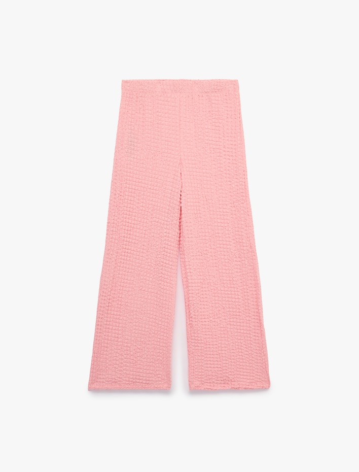 Kız Çocuk Bürümcük Kumaş Geniş Paça Pantolon