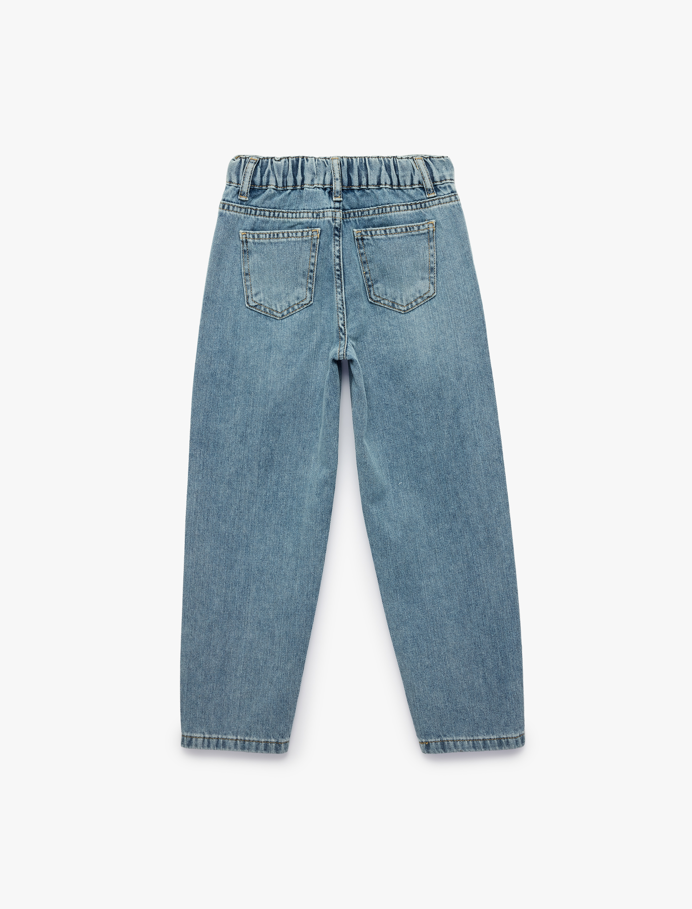  Erkek Çocuk Pamuklu Cep Detaylı Rahat Kesim Denim Pantolon