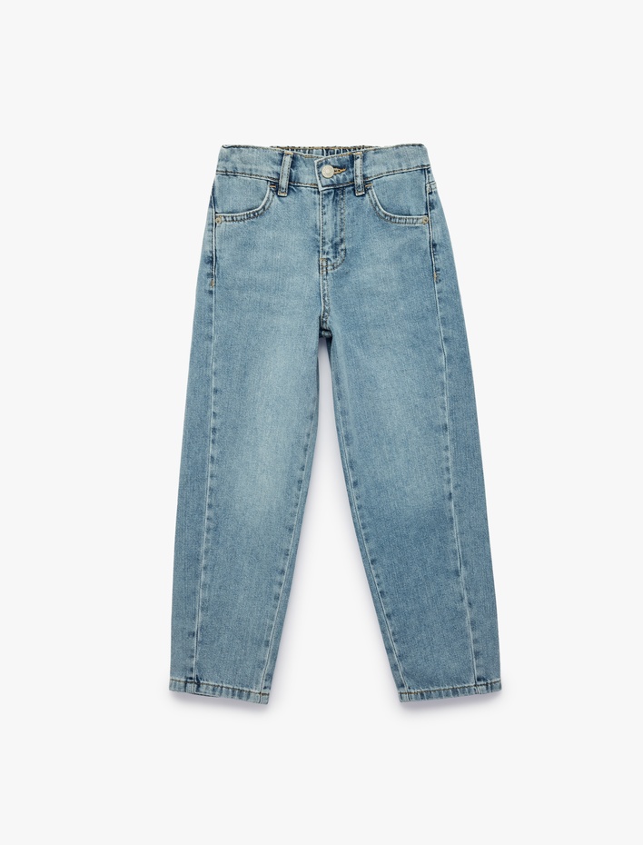 Erkek Çocuk Pamuklu Cep Detaylı Rahat Kesim Denim Pantolon