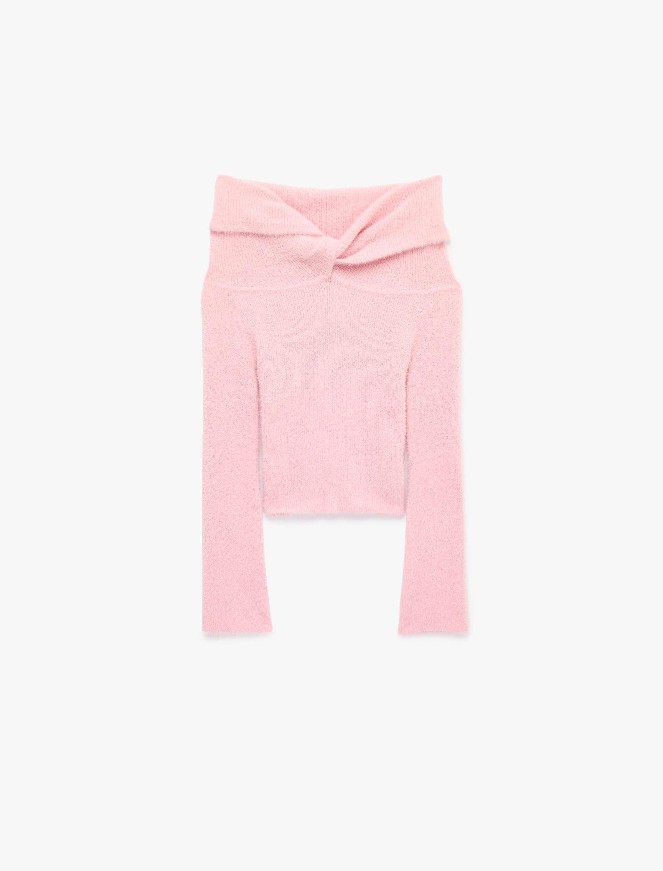   Uzun Kollu Slim Fit Omzu Açık Triko Kazak