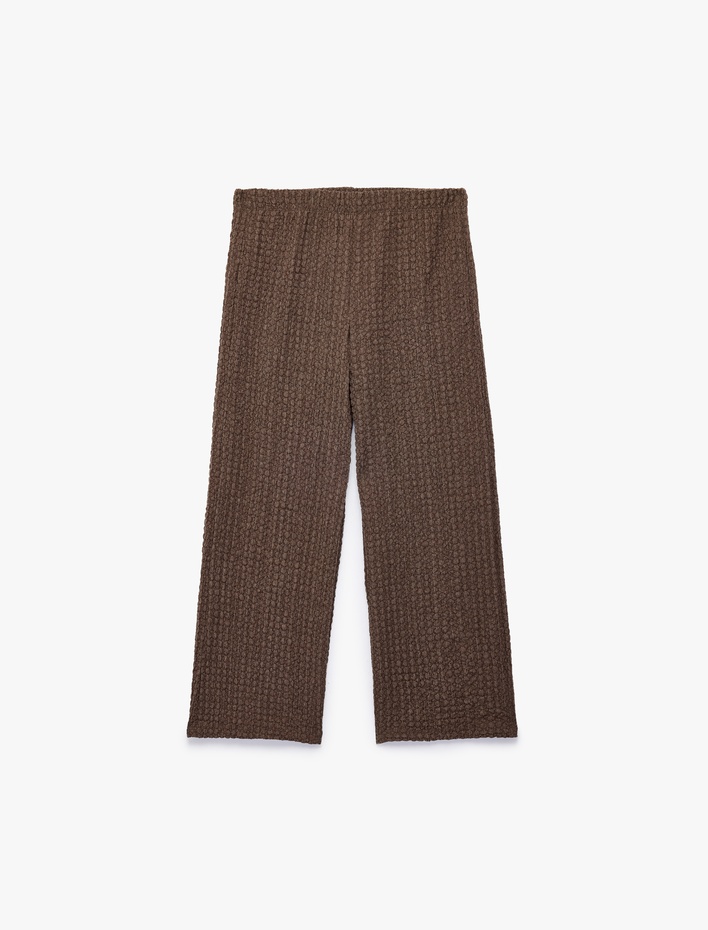 Kız Çocuk Bürümcük Kumaş Geniş Paça Pantolon