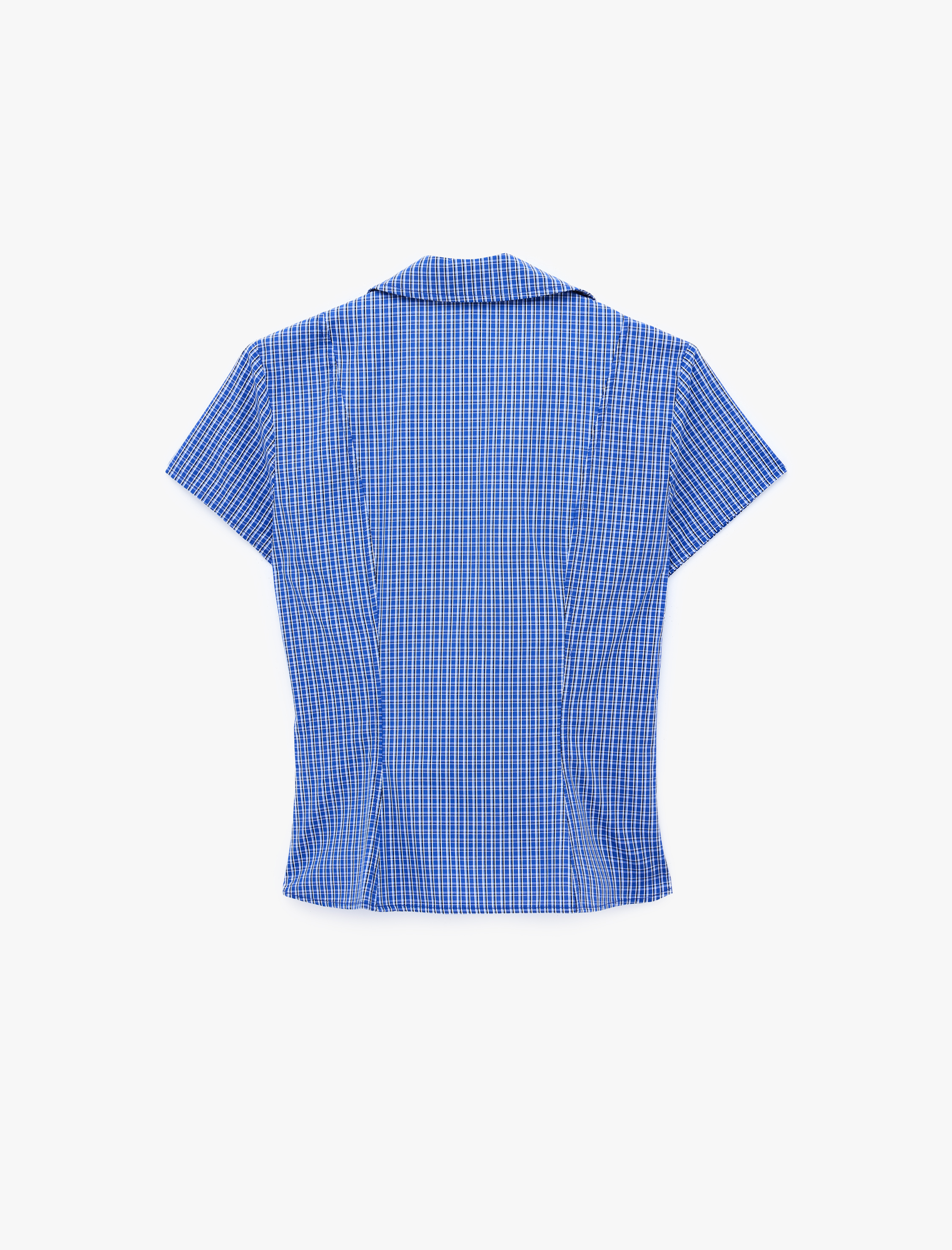   Slim Fit Bel Vurgulu Fermuar Detaylı Pötikareli Poplin Gömlek