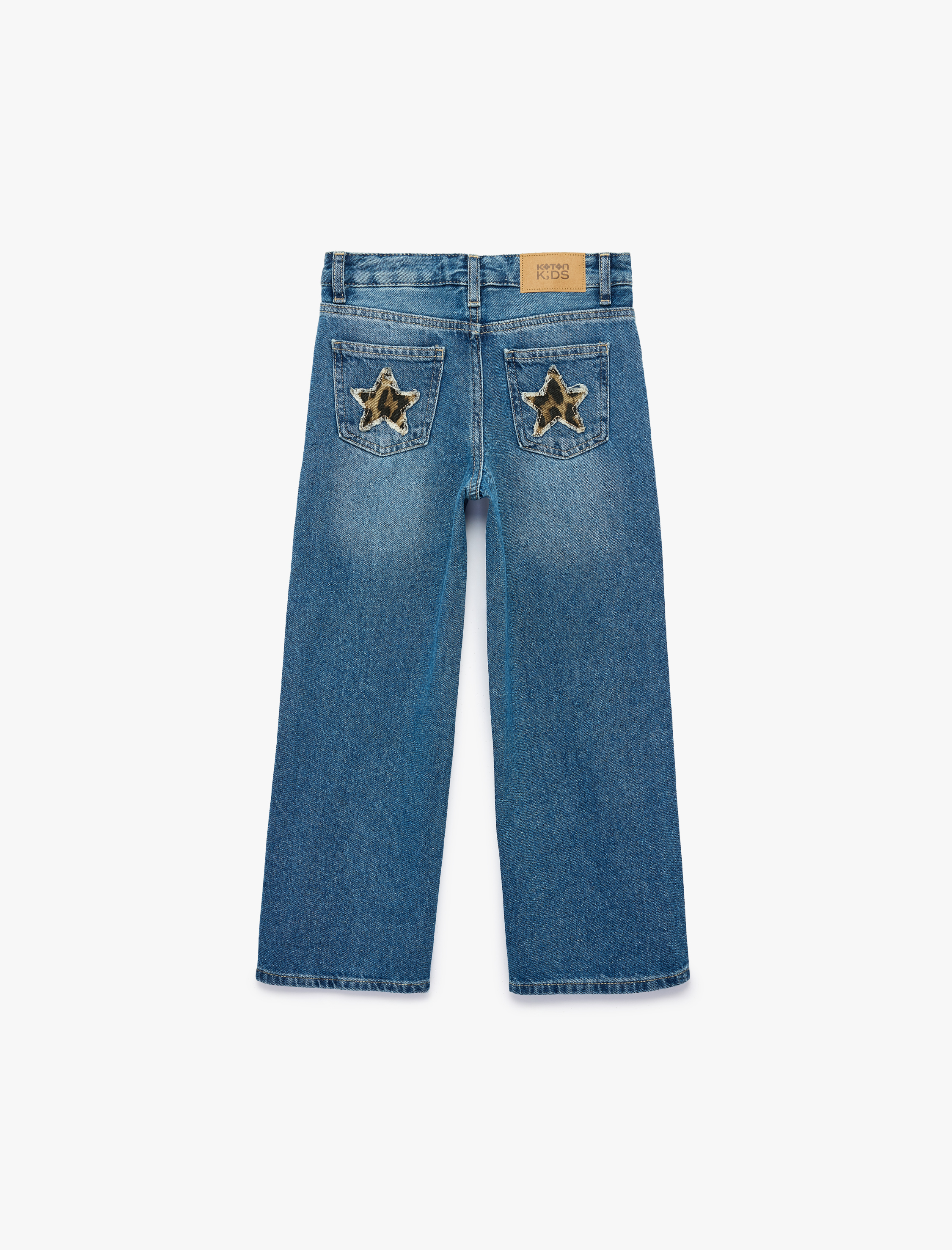  Kız Çocuk Pamuklu Loose Fit Geniş Paça Denim Pantolon