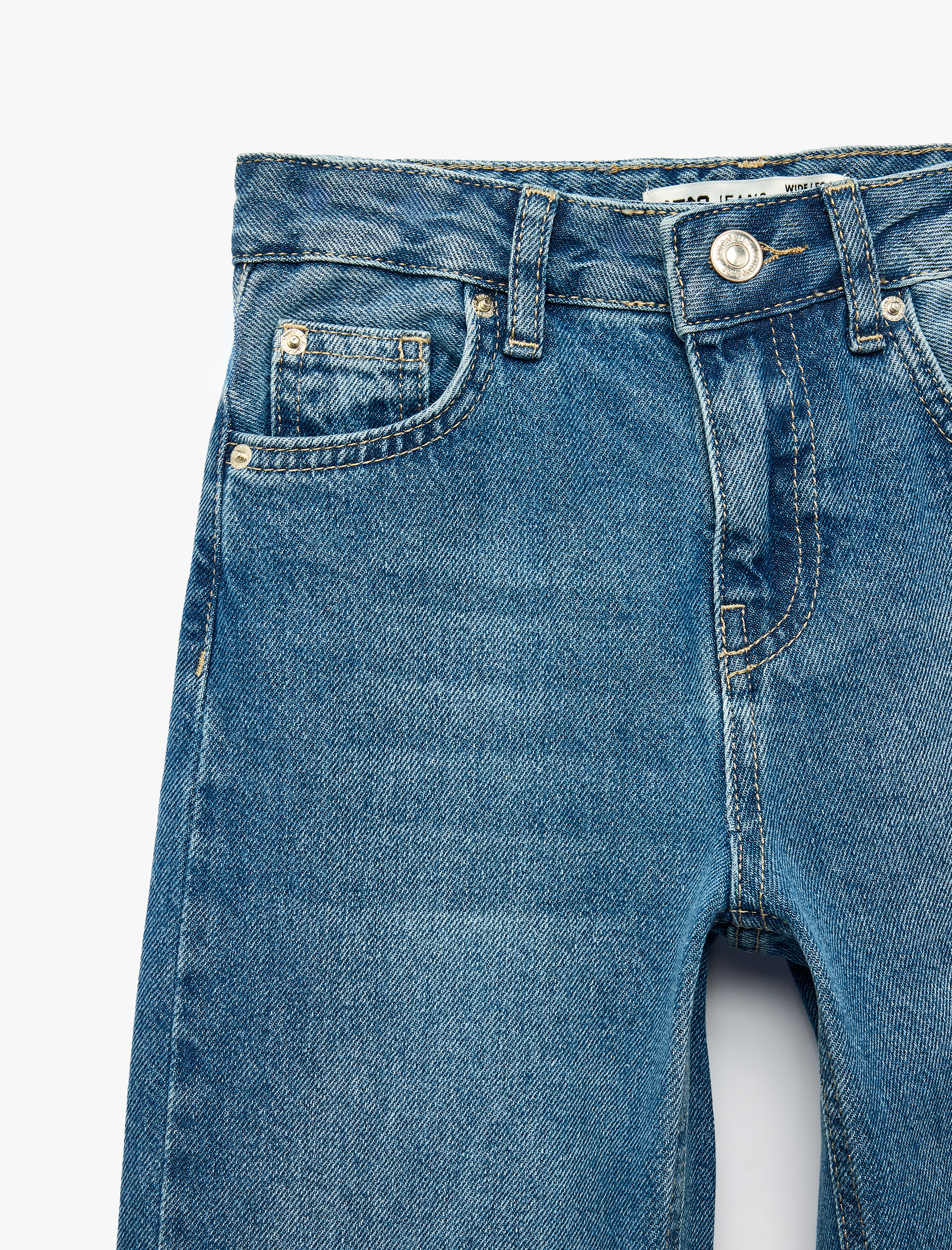  Kız Çocuk Pamuklu Loose Fit Geniş Paça Denim Pantolon