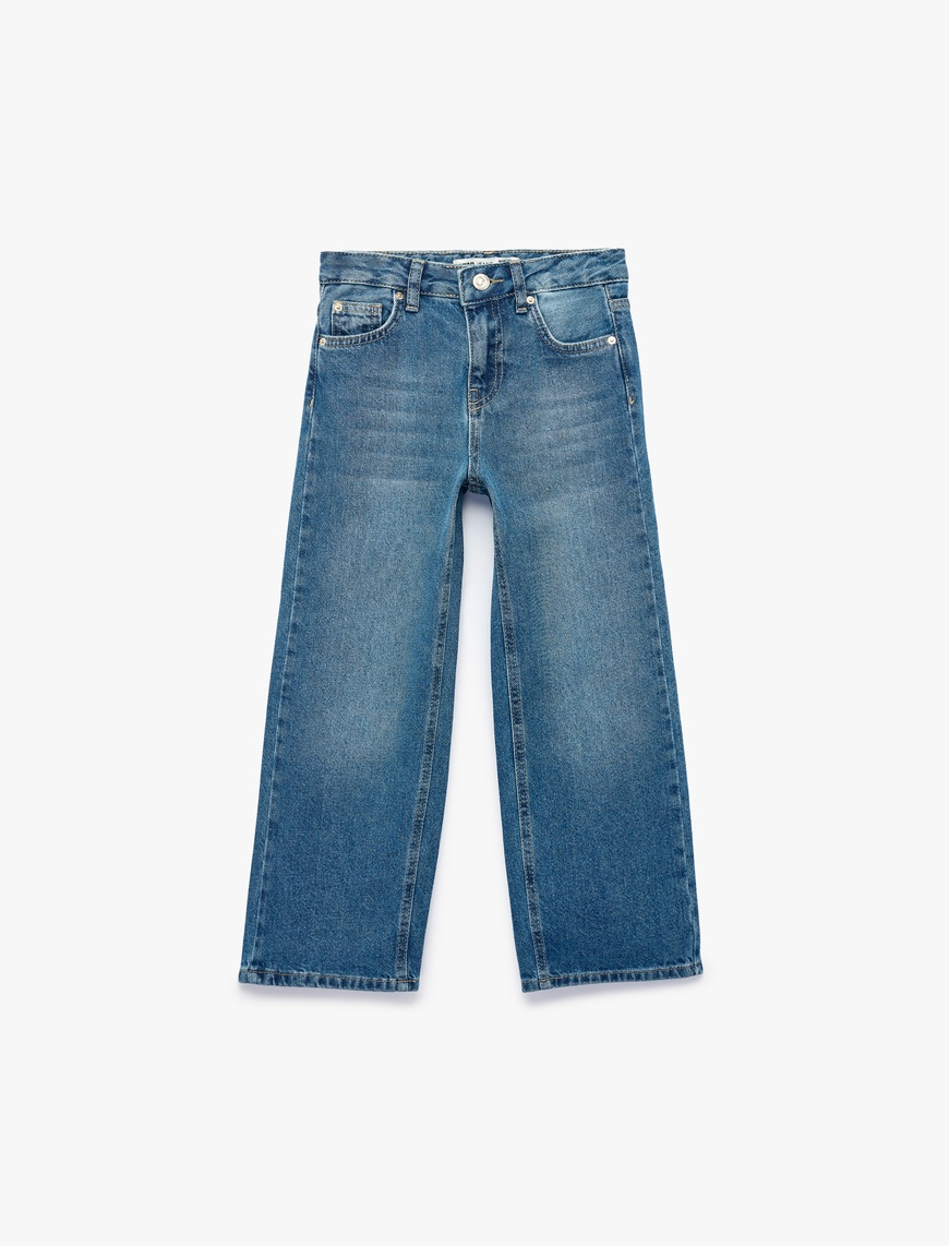 Koton Pamuklu Loose Fit Geniş Paça Denim Pantolon