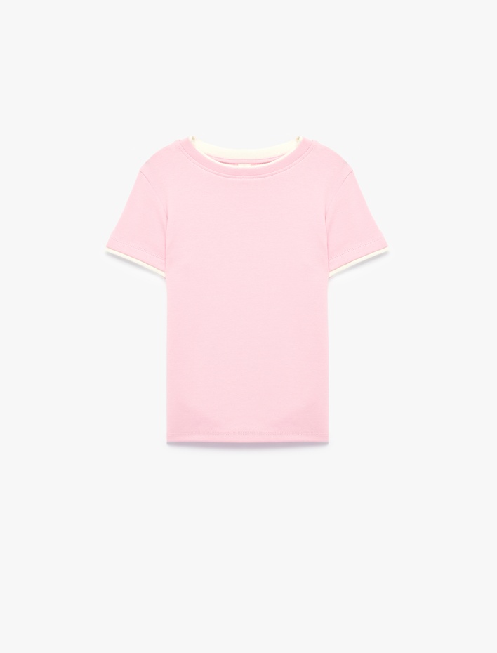 Kız Çocuk Modal Karışımlı Bisiklet Yaka Kısa Kollu Slim Fit Tişört
