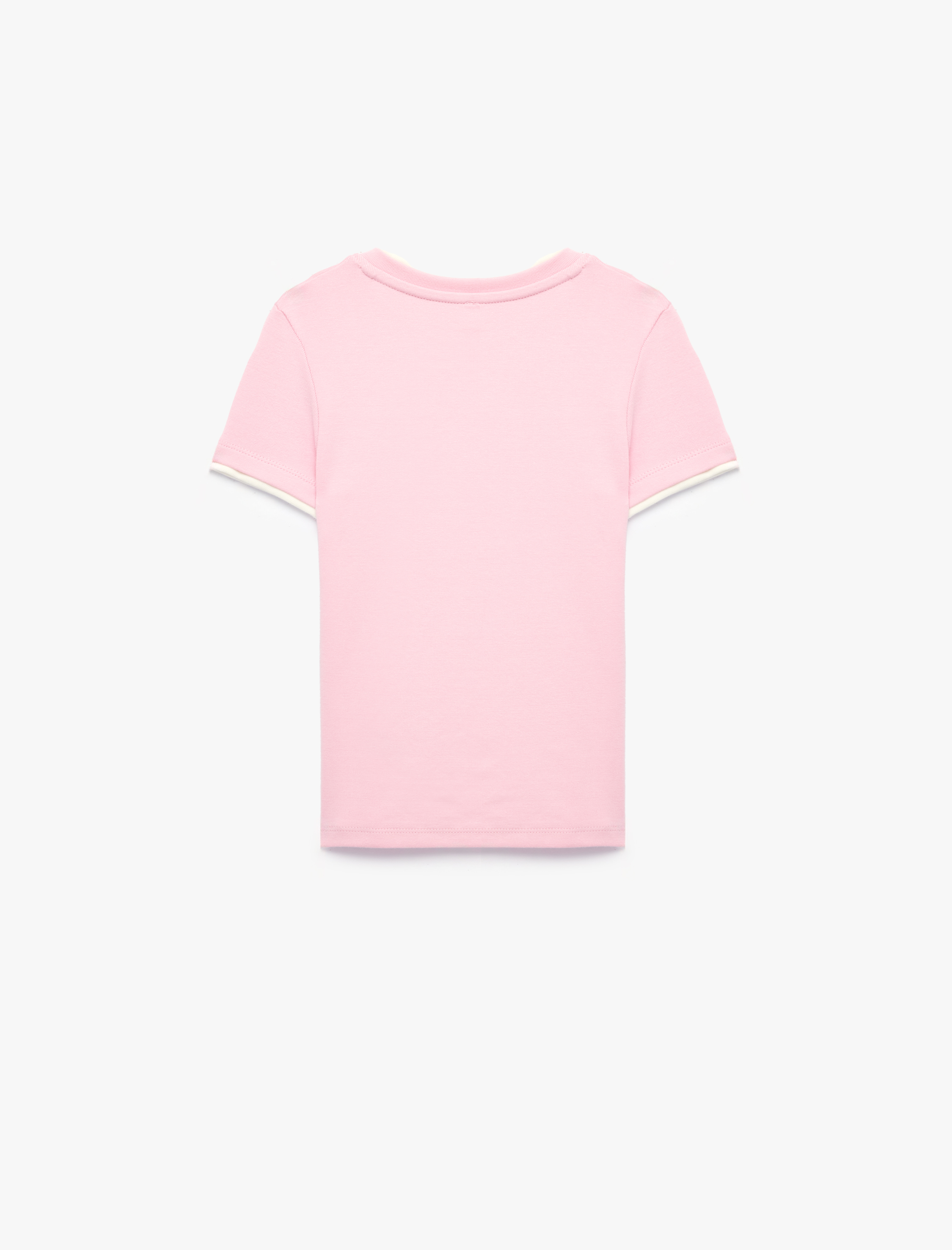  Kız Çocuk Modal Karışımlı Bisiklet Yaka Kısa Kollu Slim Fit Tişört