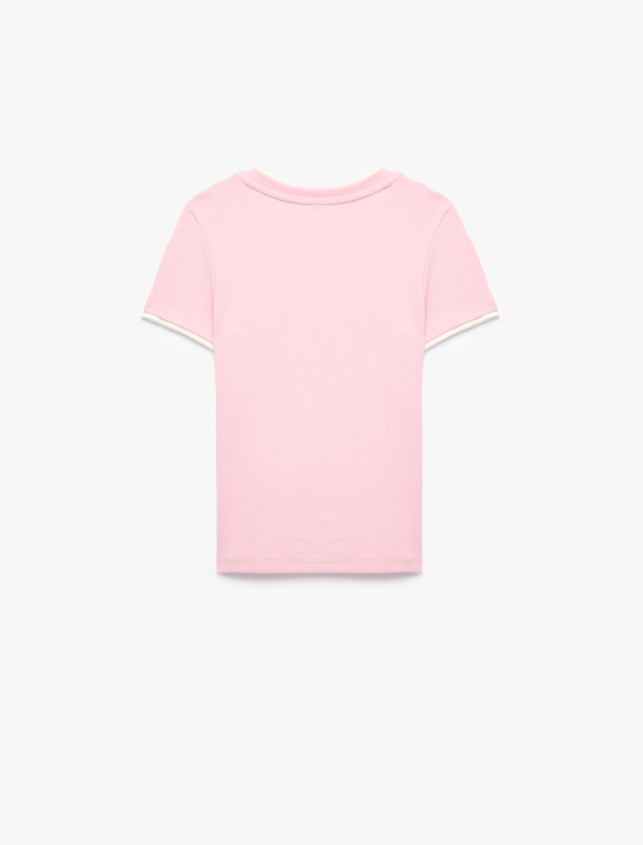 Kız Çocuk Modal Karışımlı Bisiklet Yaka Kısa Kollu Slim Fit Tişört