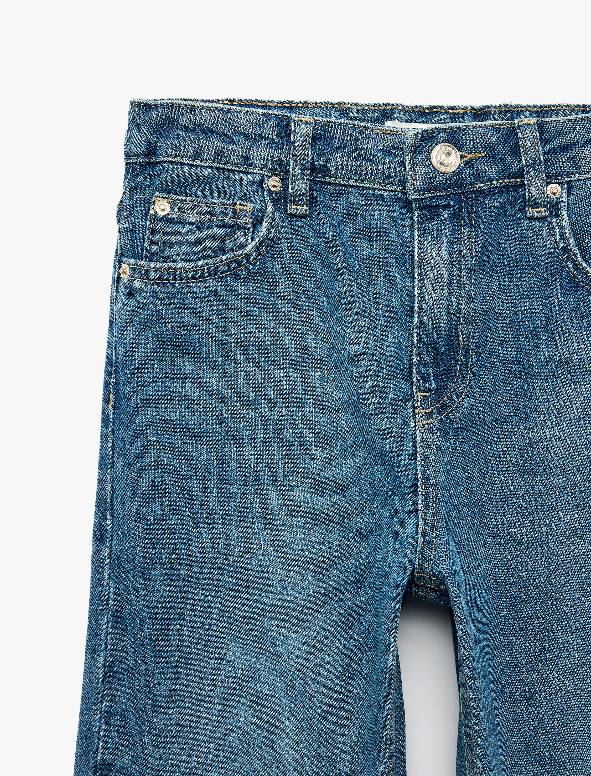  Kız Çocuk Yıldız Detaylı Pamuklu Loose Fit Geniş Paça Denim Pantolon