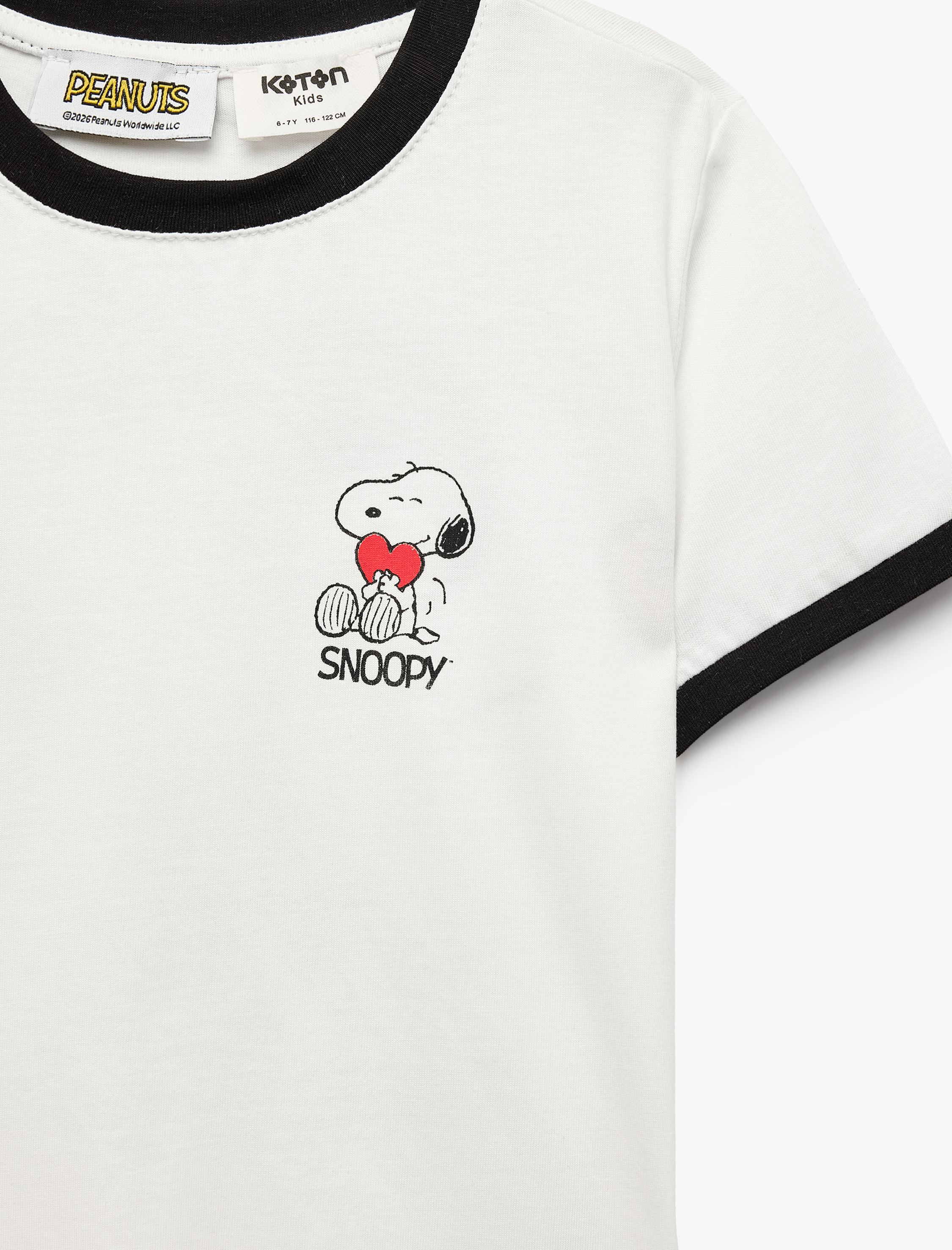  Kız Çocuk Snoopy Baskılı Bisiklet Yaka Kısa Kollu Pamuklu Lisanslı Tişört