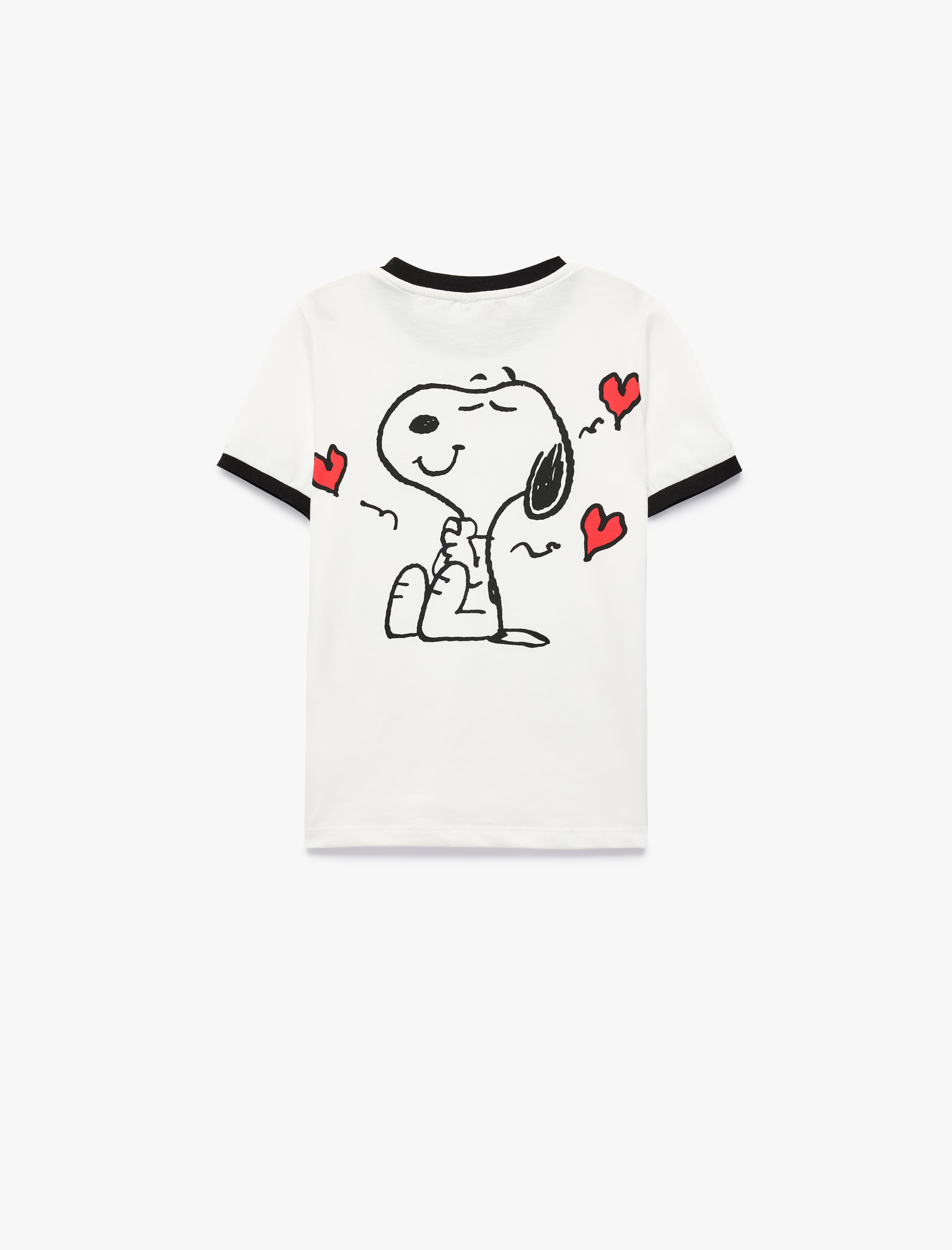  Kız Çocuk Snoopy Baskılı Bisiklet Yaka Kısa Kollu Pamuklu Lisanslı Tişört