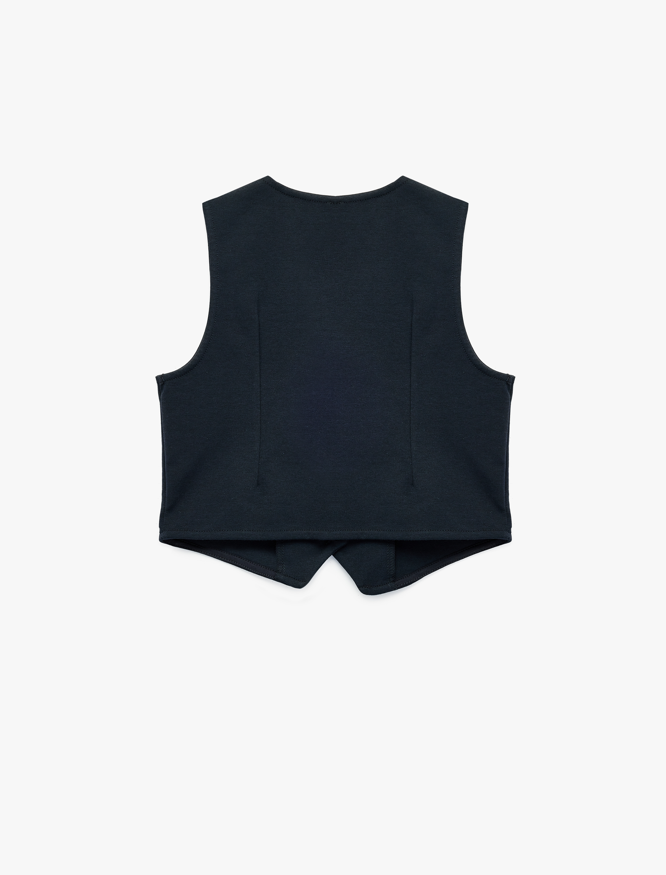  Kız Çocuk V Yaka Kolsuz Düğmeli Crop Bluz