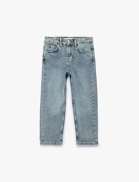 Pamuklu Cepli Loose Fit Denim Pantolon