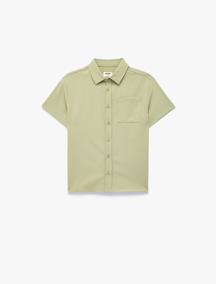 Erkek Çocuk Kısa Kollu Gömlek Yaka Oversize Basic Gömlek