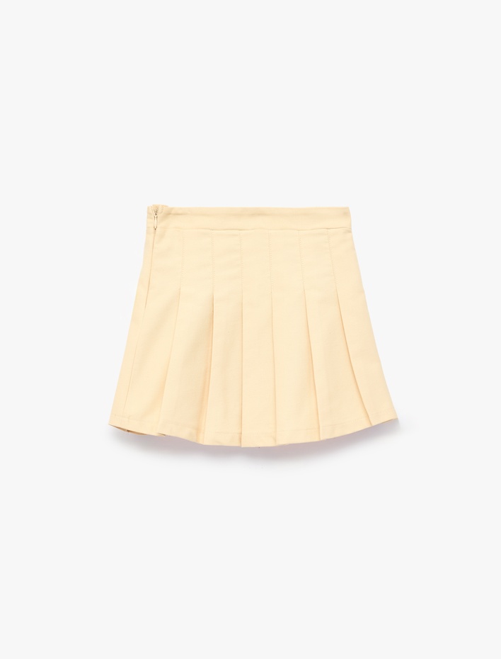 Kız Çocuk Pamuklu Gabardin Kumaş Basic Pileli Etek
