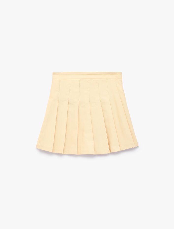 Kız Çocuk Pamuklu Gabardin Kumaş Basic Pileli Etek