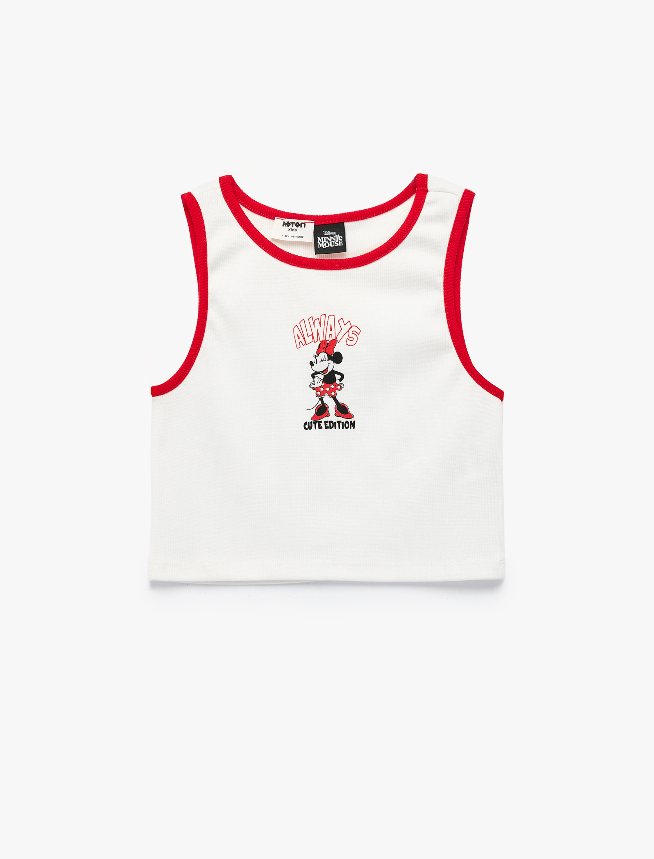  Kız Çocuk Minnie Mouse Baskılı Pamuklu Bisiklet Yaka Lisanslı Atlet