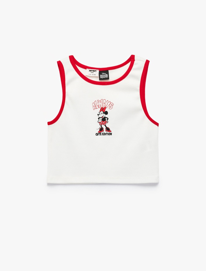 Kız Çocuk Minnie Mouse Baskılı Pamuklu Bisiklet Yaka Lisanslı Atlet